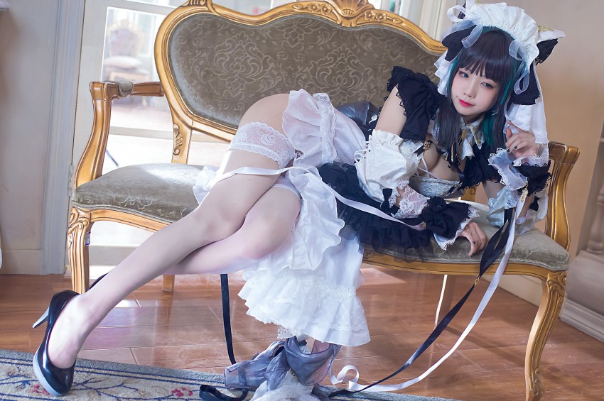 coser水淼aqua碧蓝航线柴郡美腿Cosplay诱惑美图