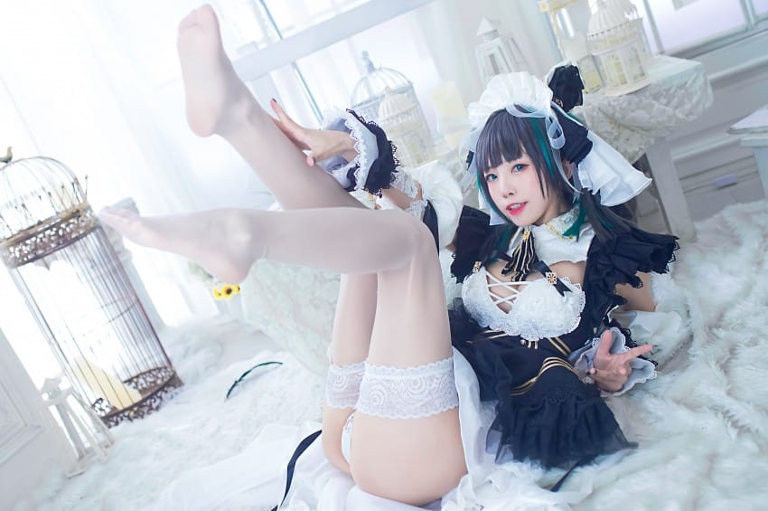 coser水淼aqua碧蓝航线柴郡美腿Cosplay诱惑美图