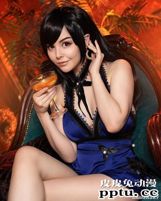 俄妹COS《LOL》K/DA女王阿狸 黑蕾丝长腿御姐