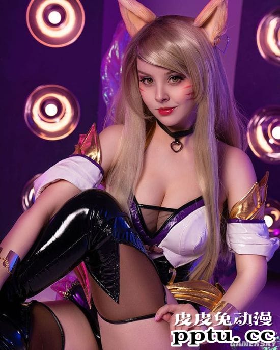 俄妹COS《LOL》K/DA女王阿狸 黑蕾丝长腿御姐