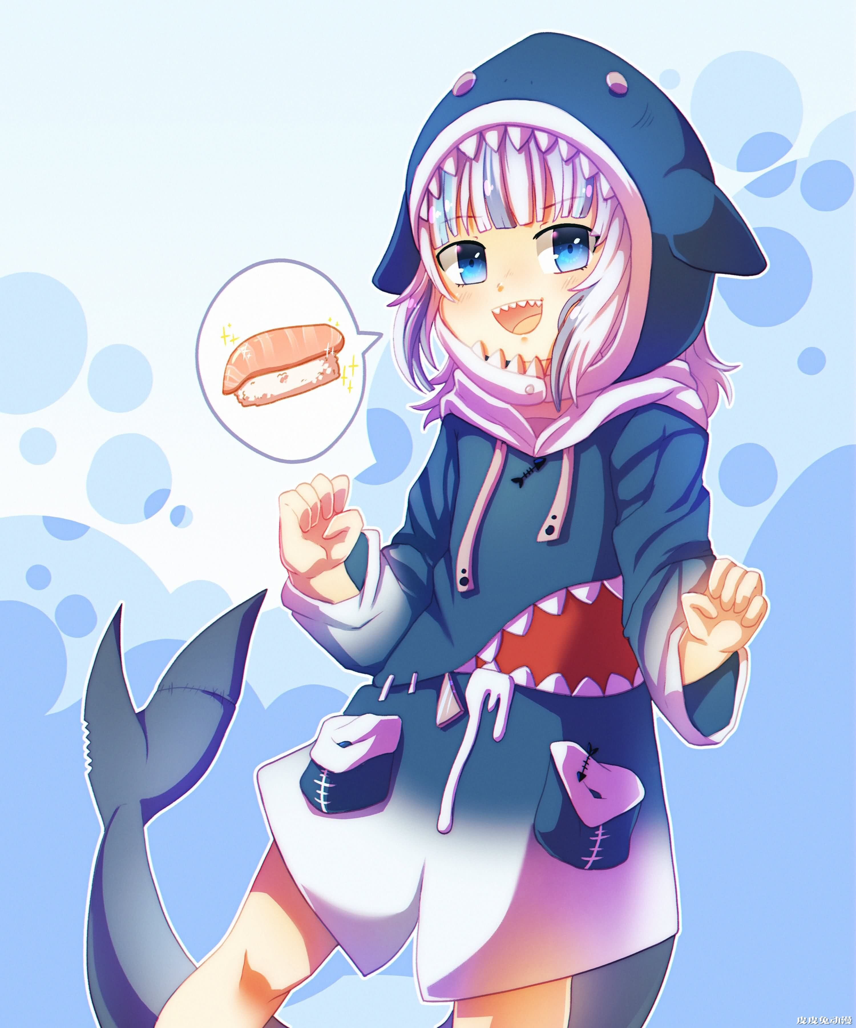 鲨鲨~鲨鲨~虚拟Vtube《噶呜·古拉/Gawr Gura》高清壁纸推荐！