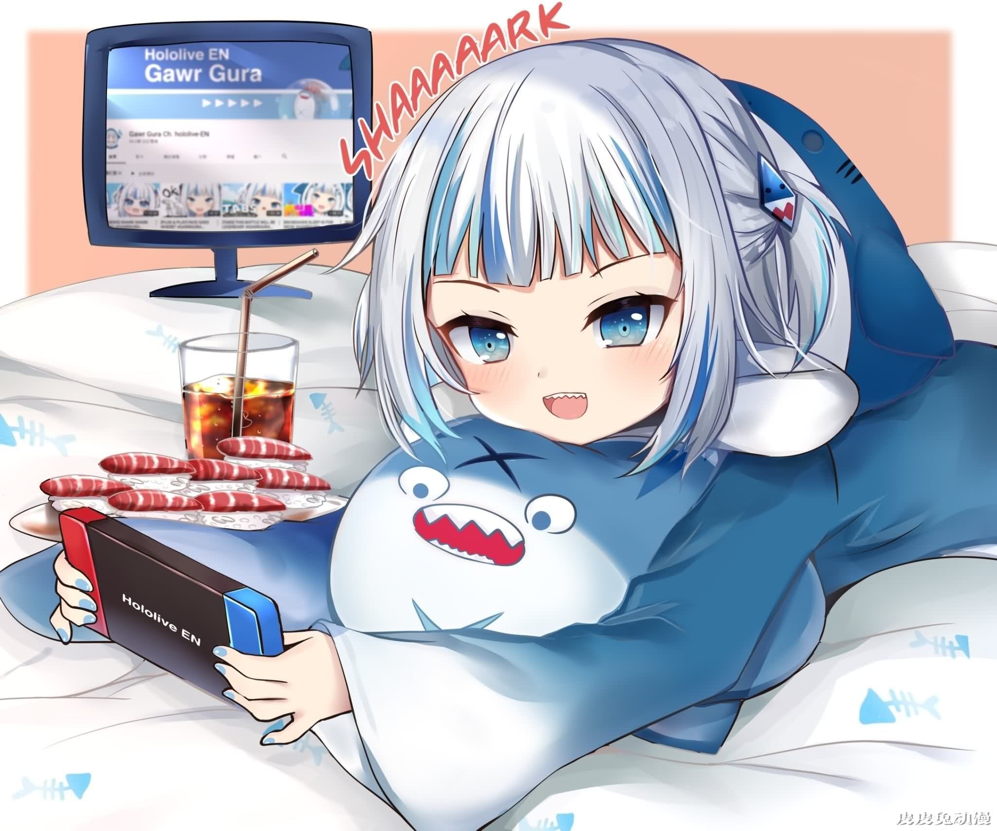 鲨鲨~鲨鲨~虚拟Vtube《噶呜·古拉/Gawr Gura》高清壁纸推荐！