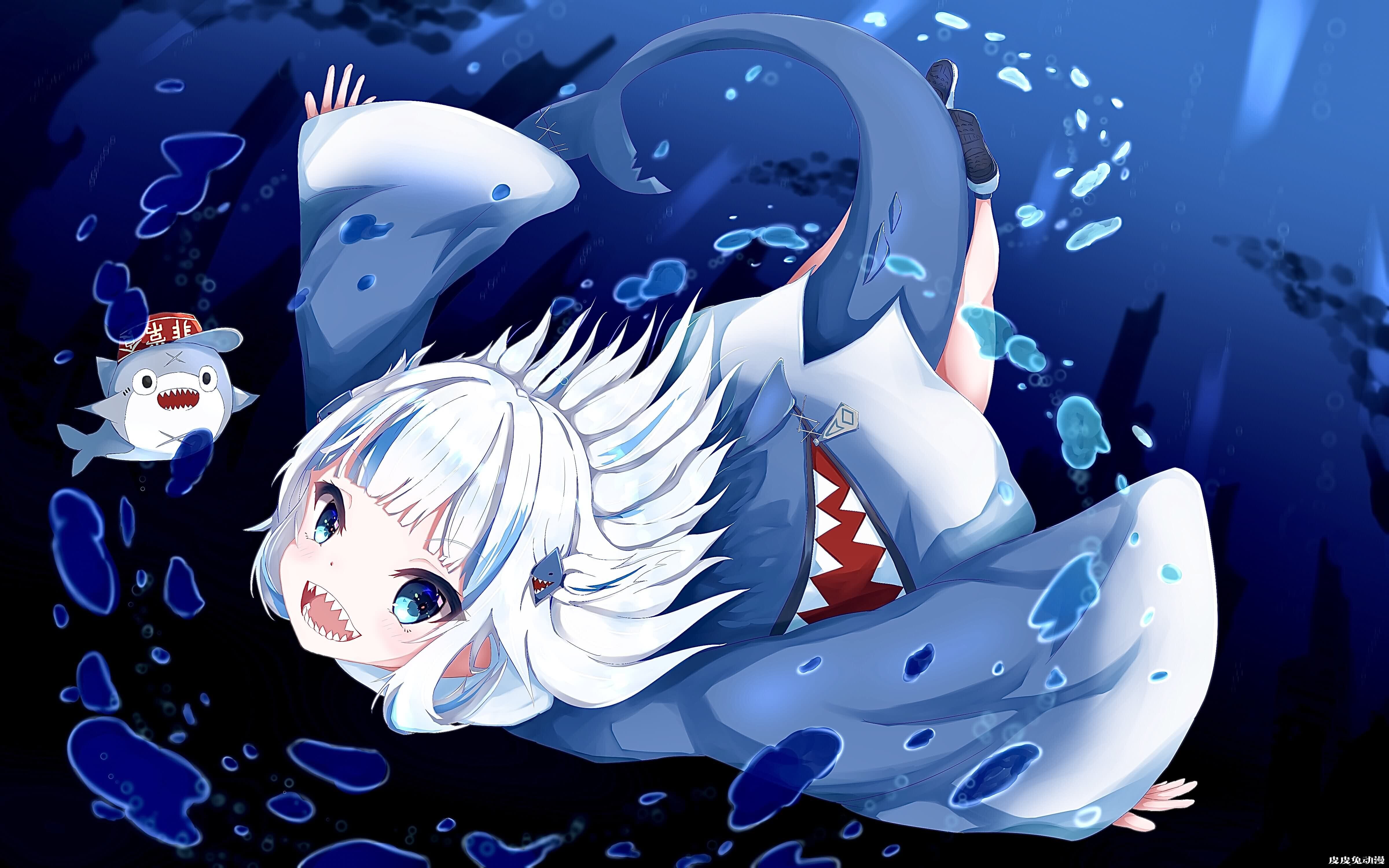 鲨鲨~鲨鲨~虚拟Vtube《噶呜·古拉/Gawr Gura》高清壁纸推荐！