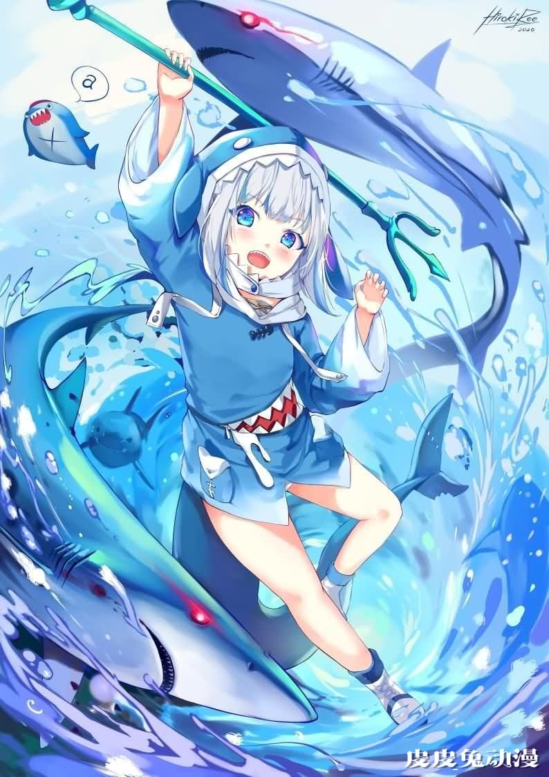 鲨鲨~鲨鲨~虚拟Vtube《噶呜·古拉/Gawr Gura》高清壁纸推荐！