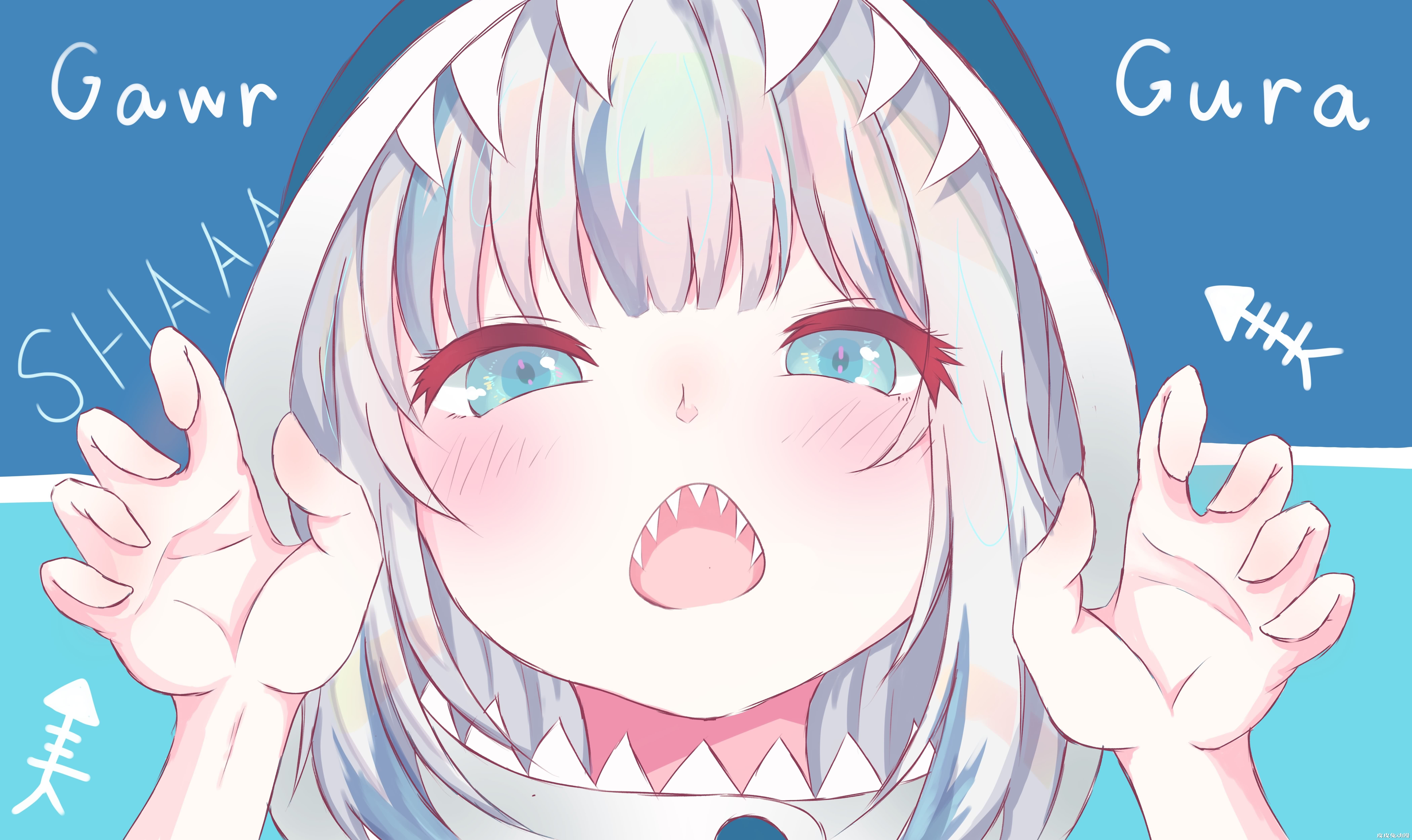 鲨鲨~鲨鲨~虚拟Vtube《噶呜·古拉/Gawr Gura》高清壁纸推荐！