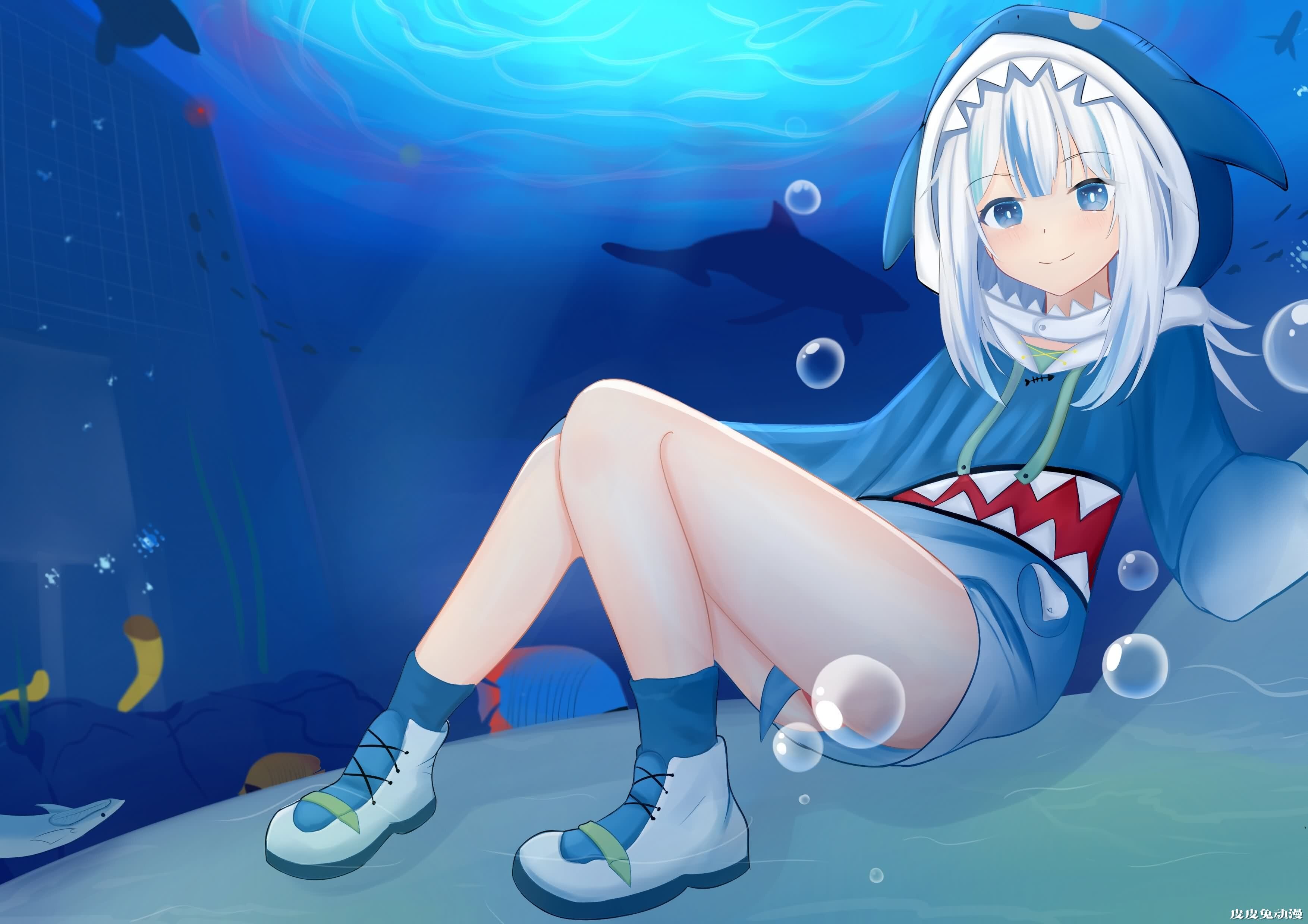 鲨鲨~鲨鲨~虚拟Vtube《噶呜·古拉/Gawr Gura》高清壁纸推荐！