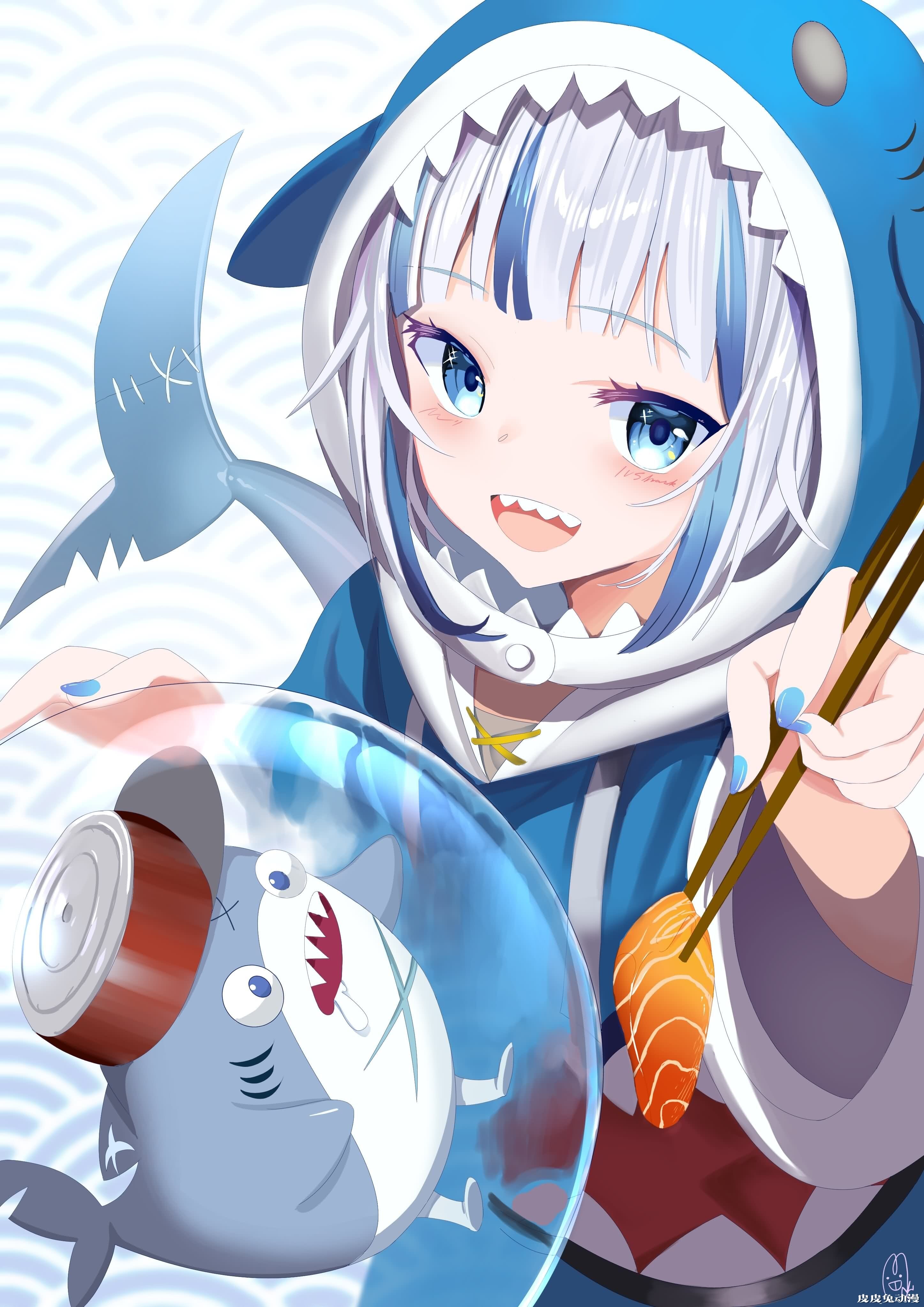 鲨鲨~鲨鲨~虚拟Vtube《噶呜·古拉/Gawr Gura》高清壁纸推荐！