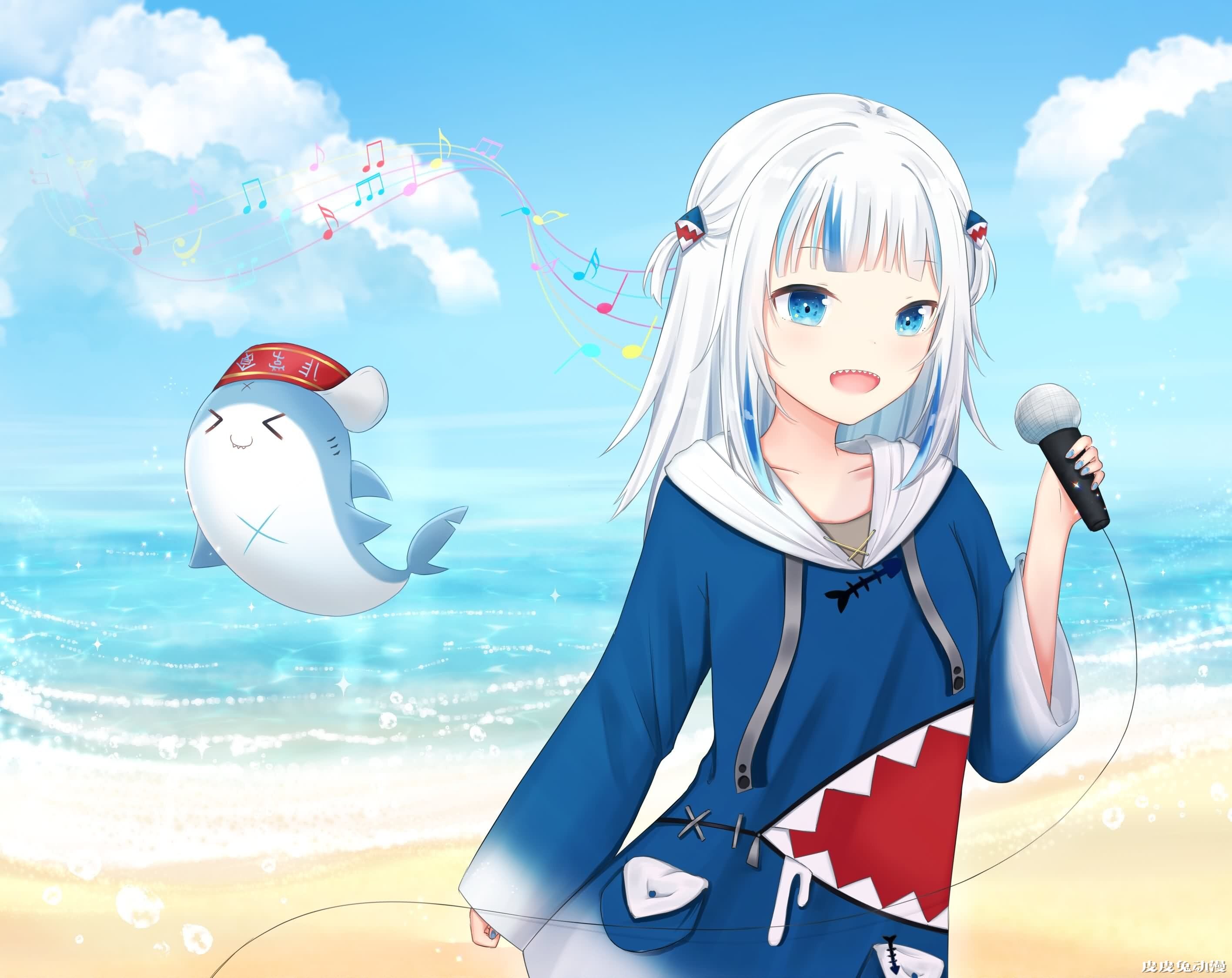 鲨鲨~鲨鲨~虚拟Vtube《噶呜·古拉/Gawr Gura》高清壁纸推荐！