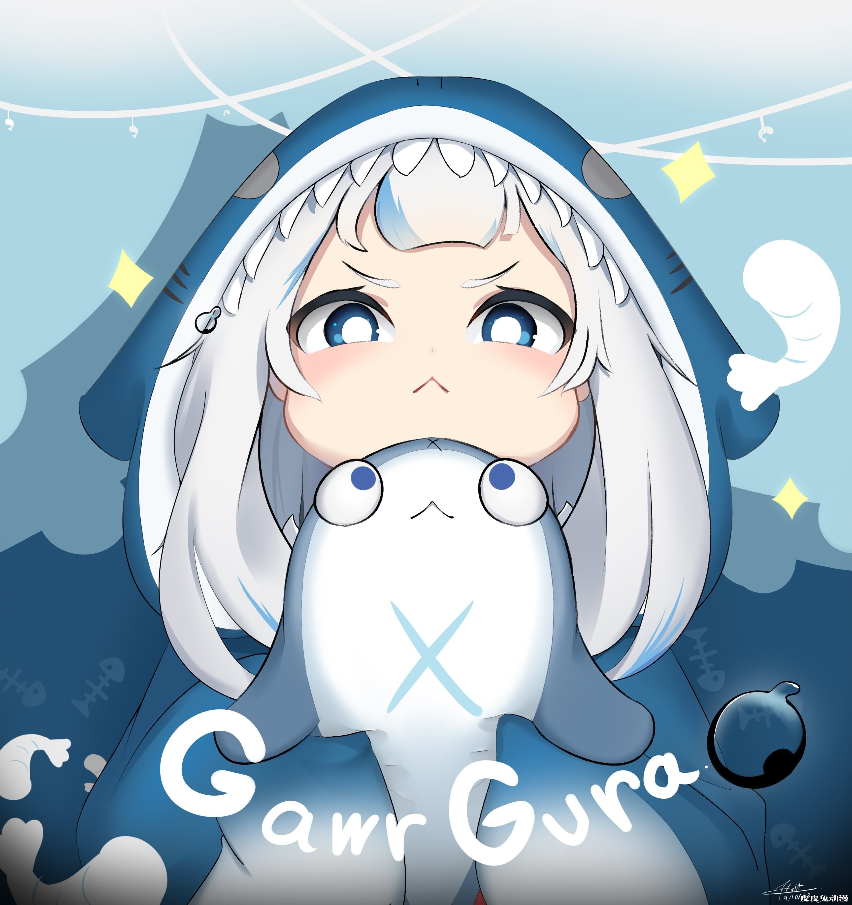 鲨鲨~鲨鲨~虚拟Vtube《噶呜·古拉/Gawr Gura》高清壁纸推荐！