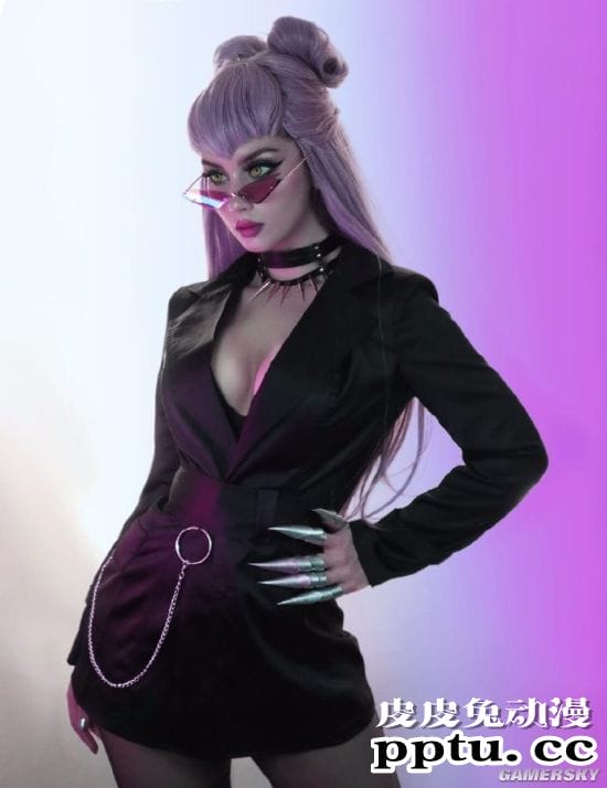 俄妹COS《LOL》KDA女团伊芙琳 深V及腰完美还原-皮皮兔动漫