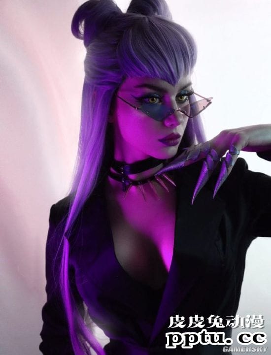 俄妹COS《LOL》KDA女团伊芙琳 深V及腰完美还原