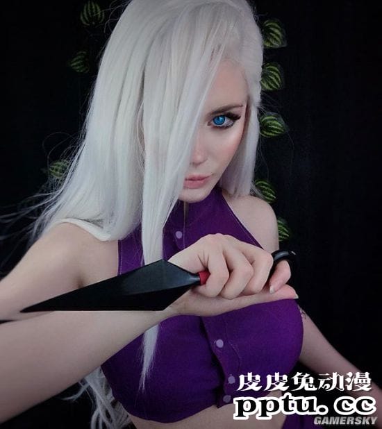 俄妹COS《LOL》KDA女团伊芙琳 深V及腰完美还原