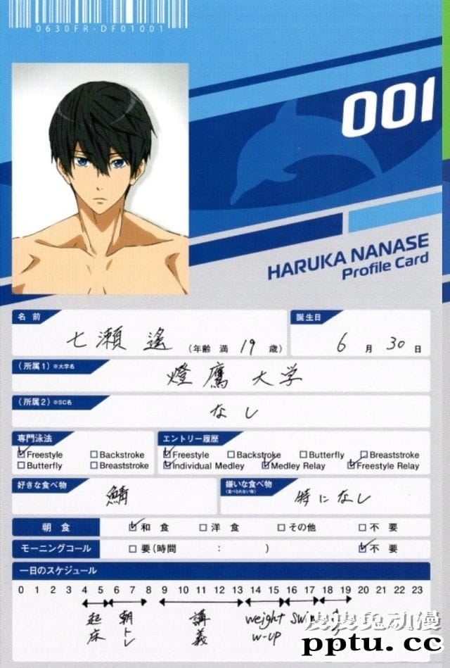 「Free！」角色填写信息表公开-皮皮兔动漫