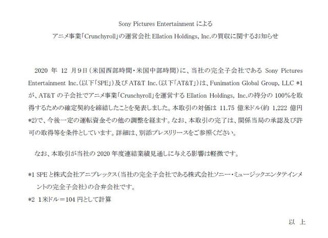索尼收购北美动画流媒体Crunchyroll-皮皮兔动漫