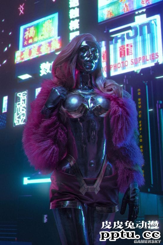 俄妹COS《赛博朋克2077》女歌星Lizzy Wizzy 金属光泽的性感