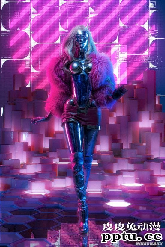 俄妹COS《赛博朋克2077》女歌星Lizzy Wizzy 金属光泽的性感