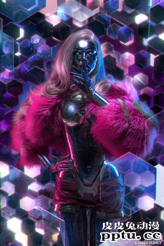 俄妹COS《赛博朋克2077》女歌星Lizzy Wizzy 金属光泽的性感