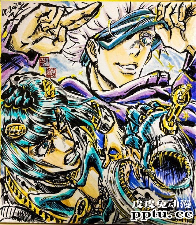 「JOJO的奇妙冒险」作画监督芦谷耕平公开五条悟X布加拉提绘图-皮皮兔动漫