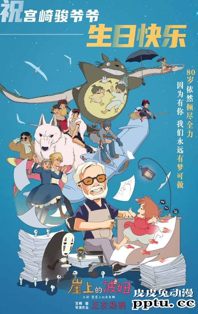 「崖上的波妞」公开宫崎骏80岁生日贺图-皮皮兔动漫