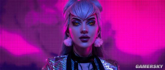 俄妹COS《LOL》KDA伊芙琳 皮裙黑丝下的修长美腿