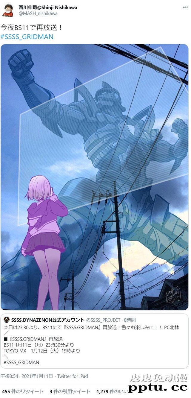 漫画家西川伸司公开了为重播的「SSSS.GRIDMAN」绘制的宣传图