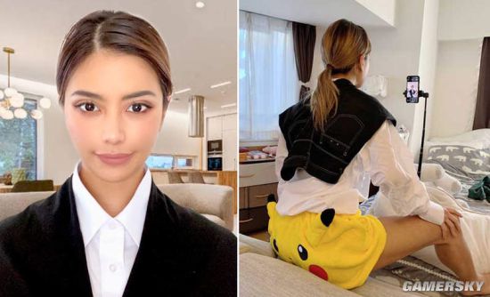 网红模特拍摄宅家的理想与现实 处理好上半身就够了