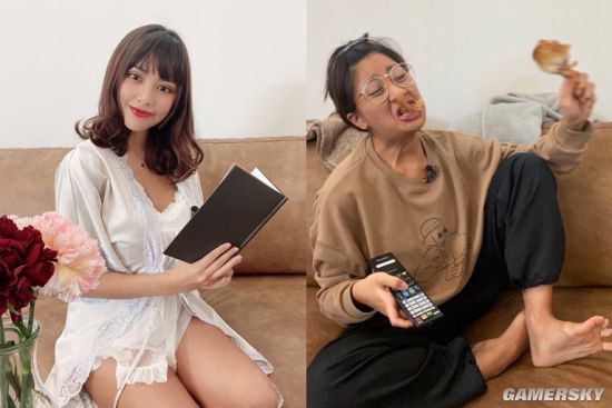 网红模特拍摄宅家的理想与现实 处理好上半身就够了