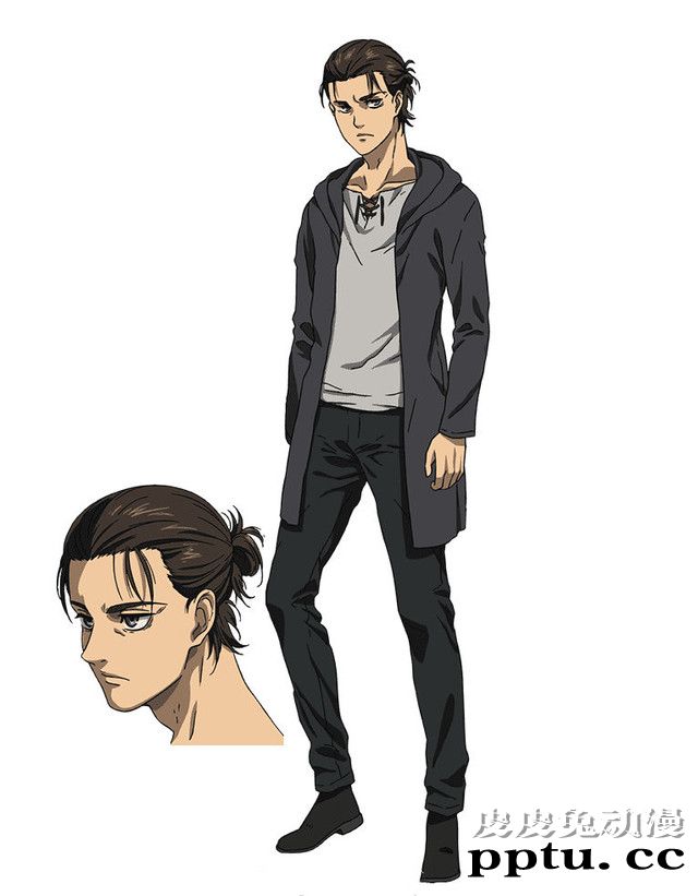 「进击的巨人 最终季」艾伦丸子头造型官方人设图公开-皮皮兔动漫