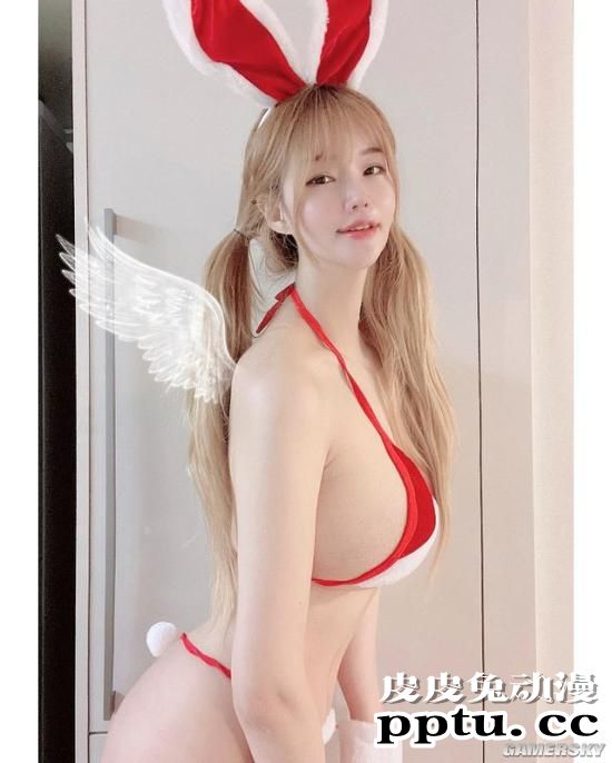 雪白G杯包不住！韩国知名正妹车模闵汉娜