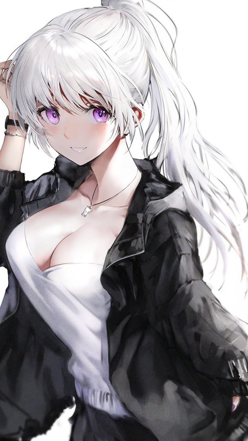 【手机壁纸】手绘简约性感动漫美女插画-皮皮兔动漫