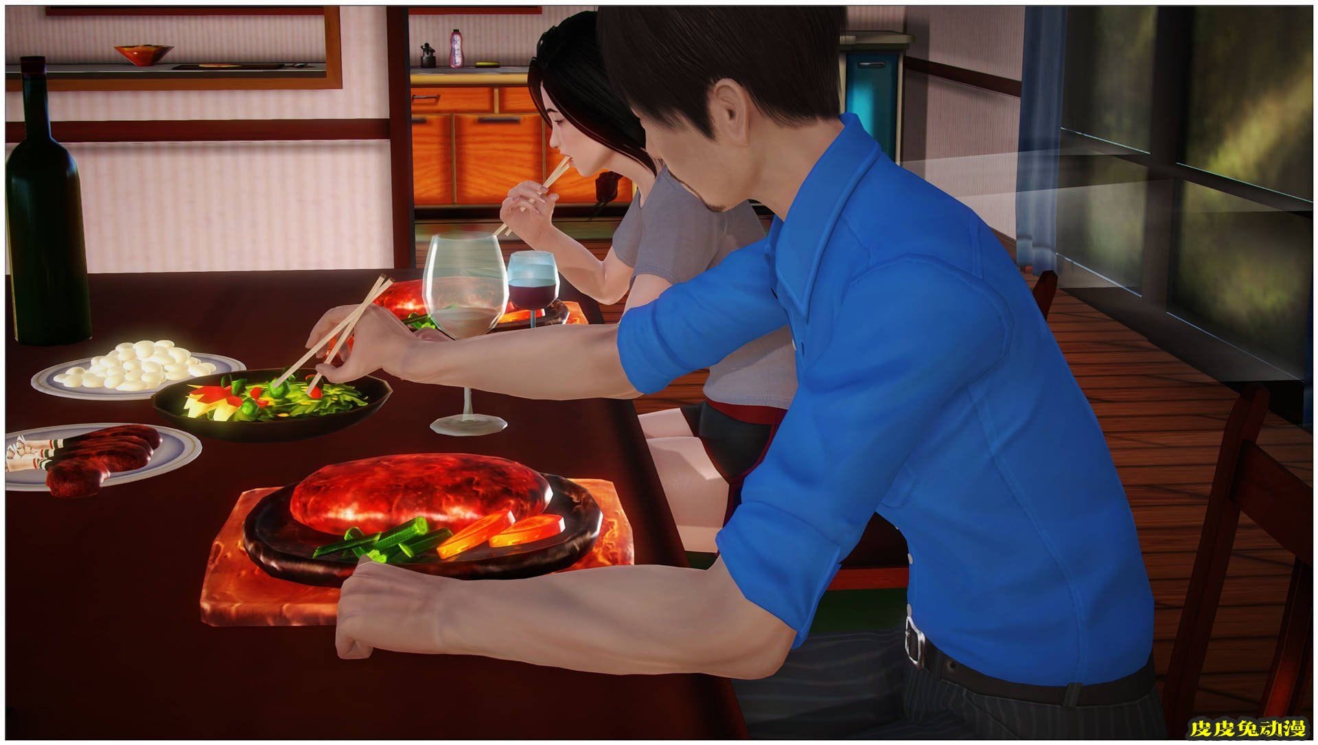 [中文] [3D全彩H漫]淫人妻系列の共享人妻 第二话 饭间插曲[28P]