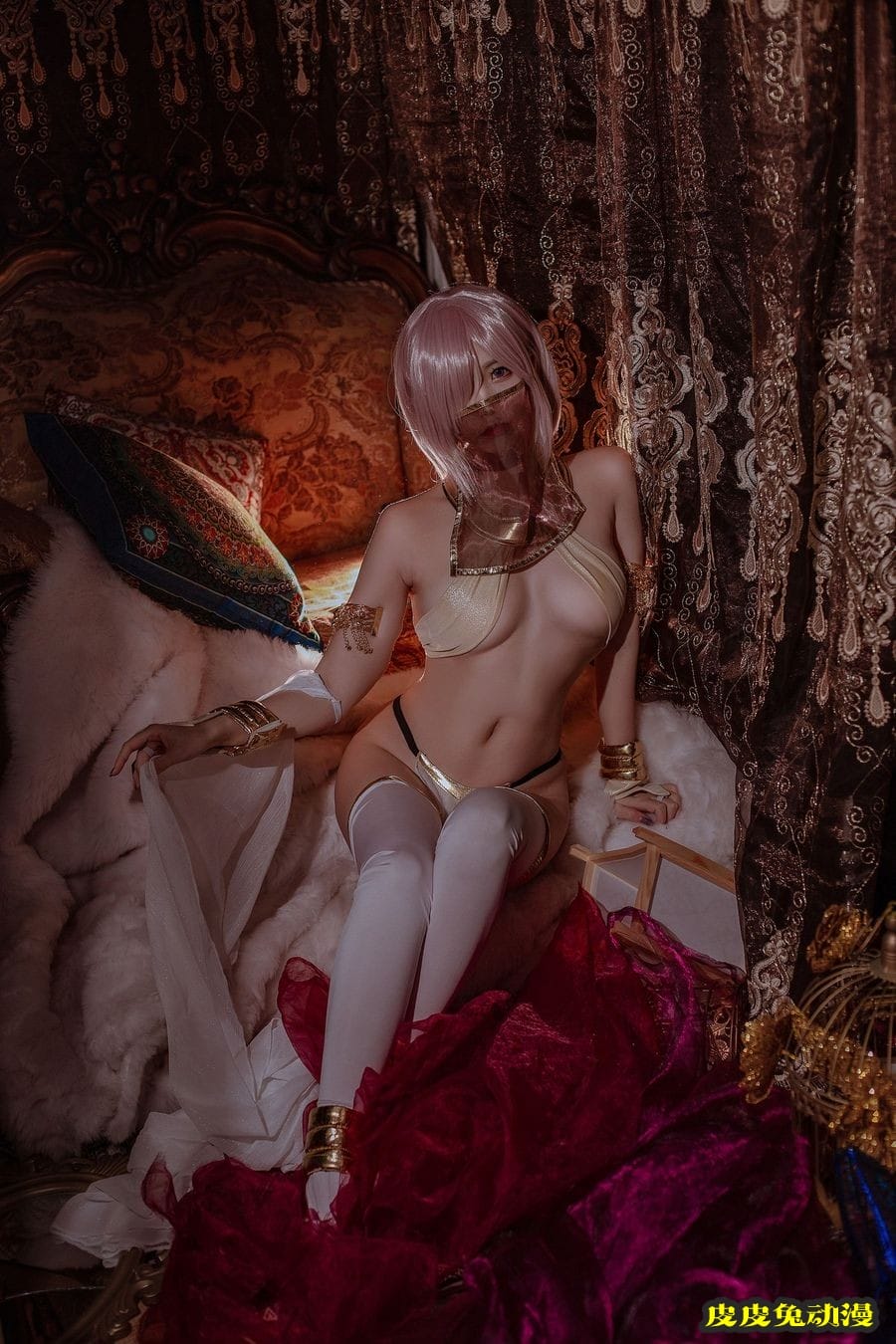 网红美女二佐Nisa薄纱遮面情趣内衣异域风情Fate玛修舞娘套图-皮皮兔动漫