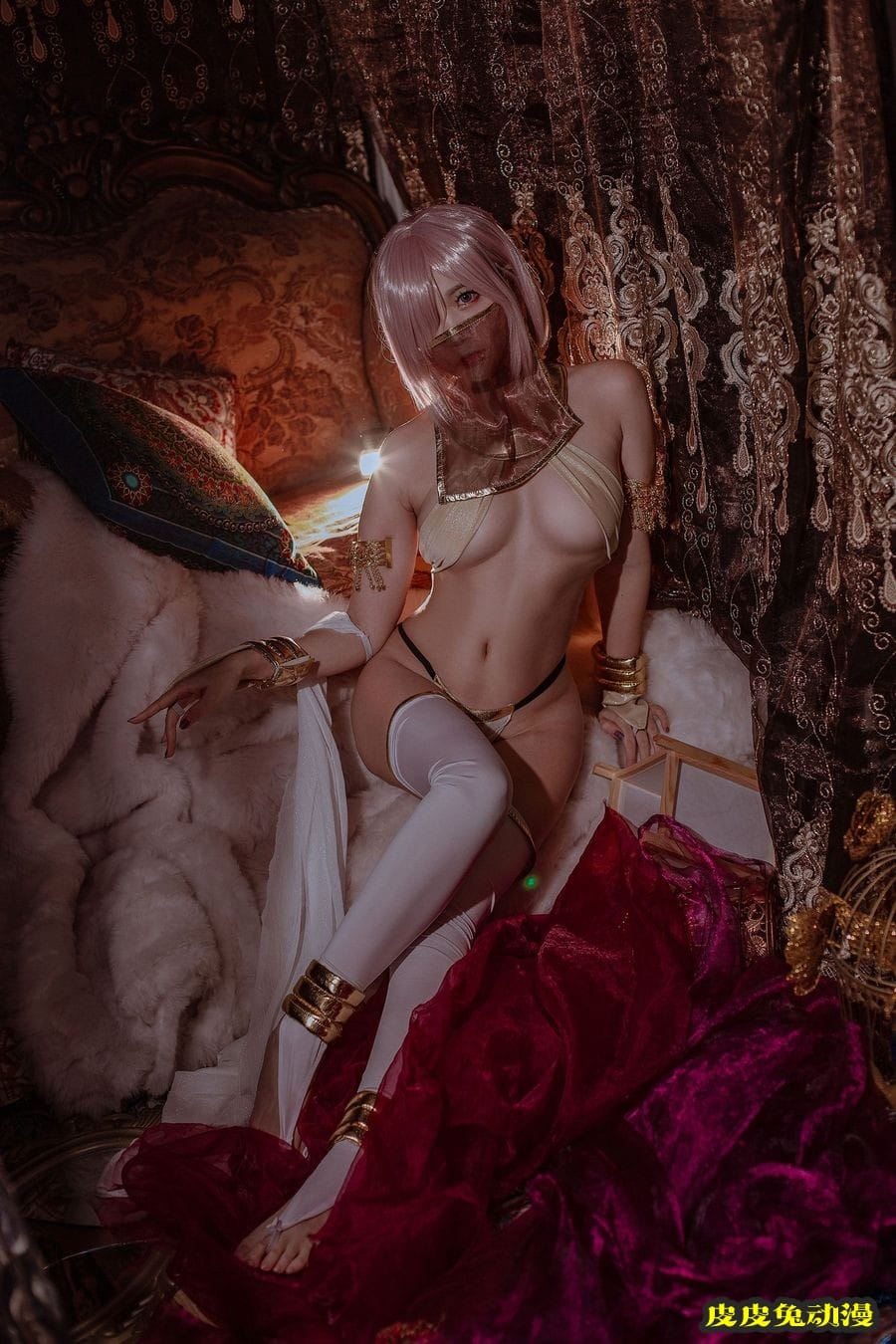 网红美女二佐Nisa薄纱遮面情趣内衣异域风情Fate玛修舞娘套图