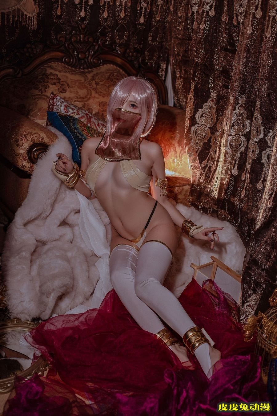 网红美女二佐Nisa薄纱遮面情趣内衣异域风情Fate玛修舞娘套图