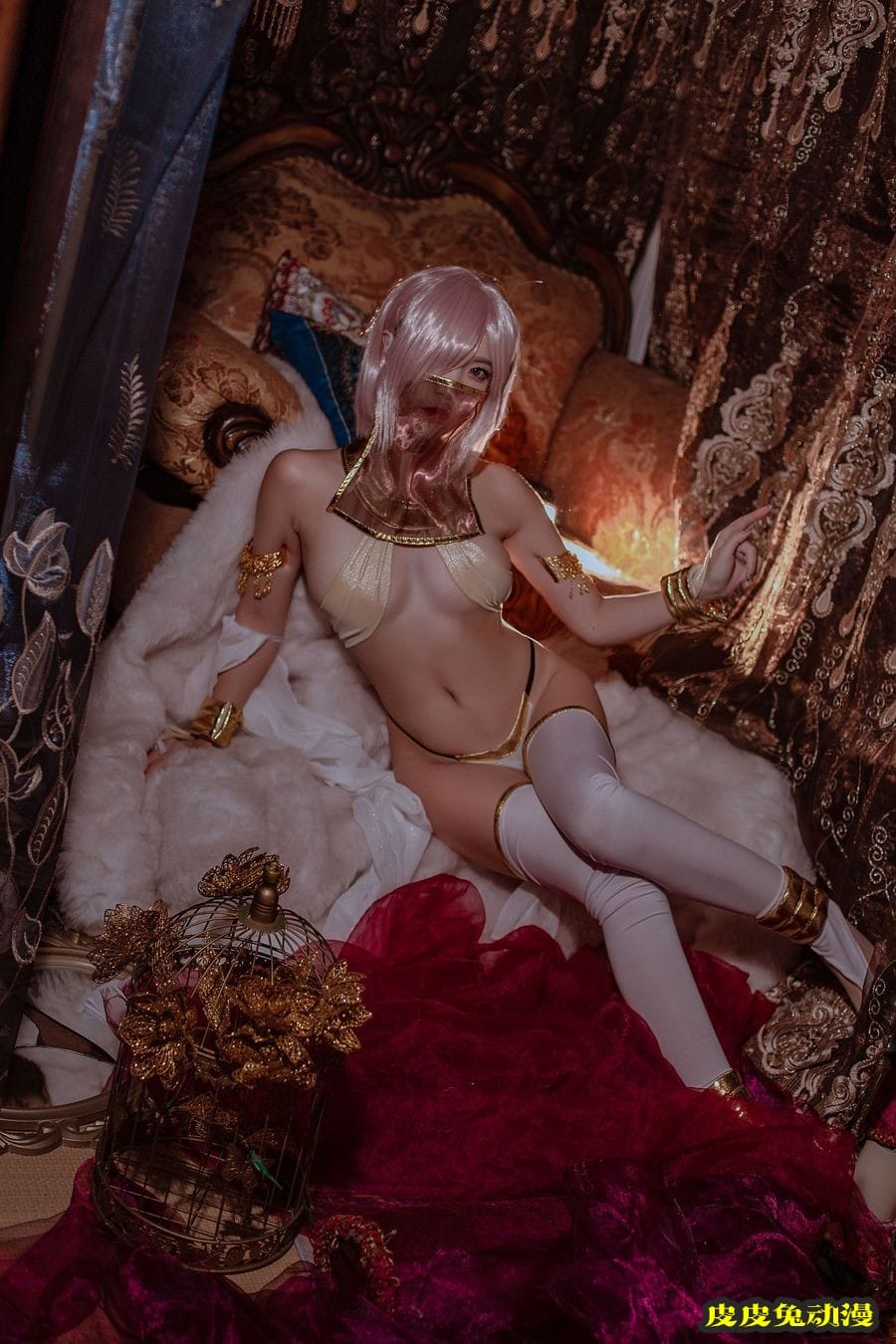 网红美女二佐Nisa薄纱遮面情趣内衣异域风情Fate玛修舞娘套图