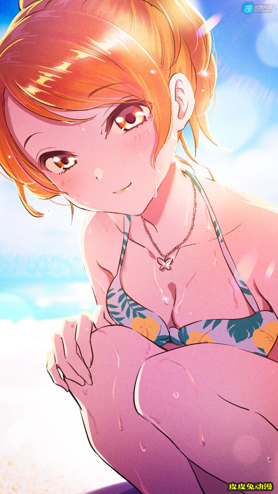 阳光下的金发比基尼动漫美女手机壁纸图片-皮皮兔动漫