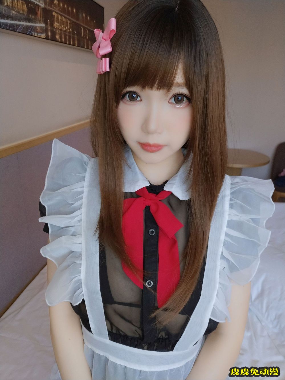 动漫博主雪晴Astra浴室女仆黑丝丁字裤情趣装扮场景性感美图