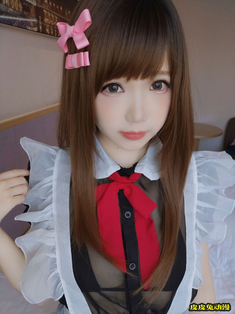 动漫博主雪晴Astra浴室女仆黑丝丁字裤情趣装扮场景性感美图