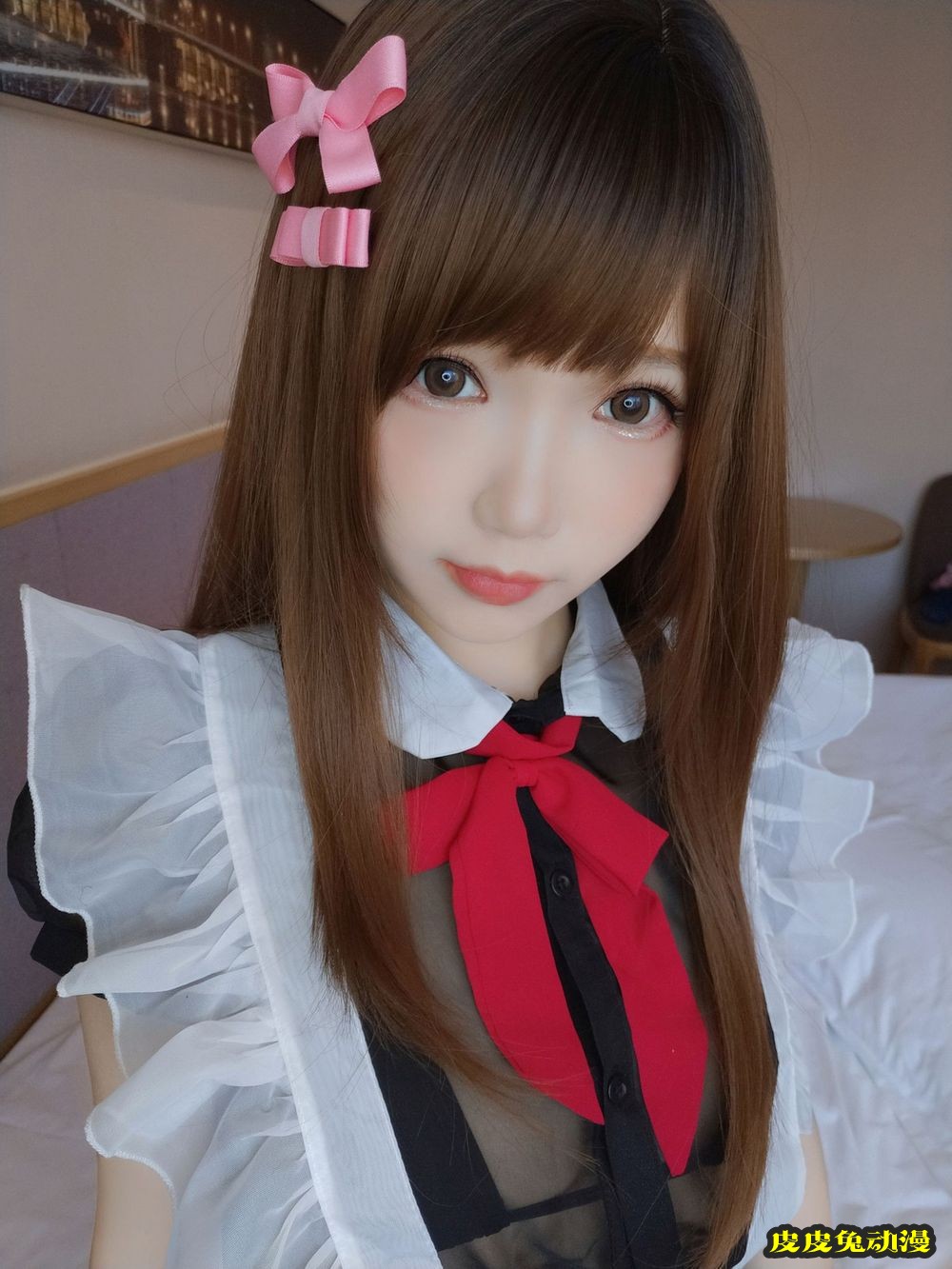 动漫博主雪晴Astra浴室女仆黑丝丁字裤情趣装扮场景性感美图