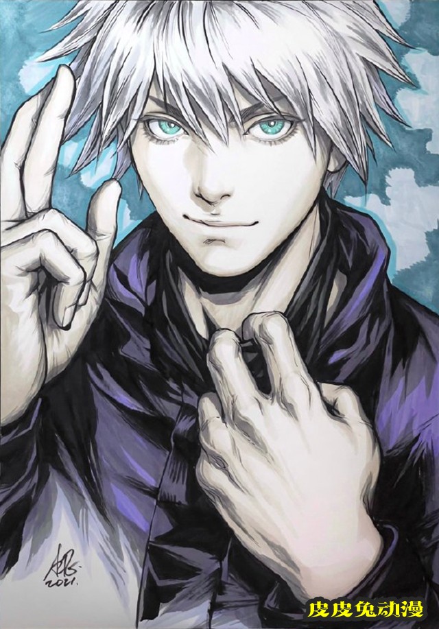 知名画师老刘绘制「咒术回战」五条悟人物图公开-皮皮兔动漫