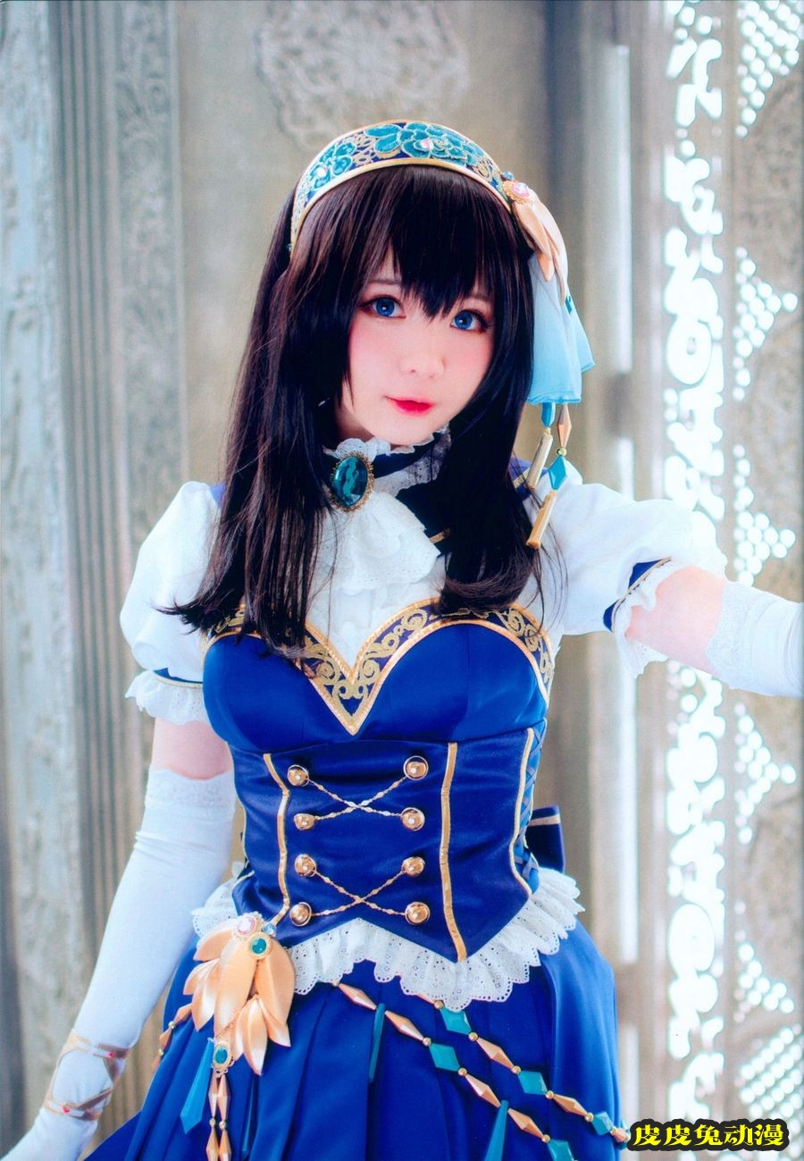 微博妹纸霜月shimo粉色连身裙+白色婚纱裙+蕾丝吊袜COS写真