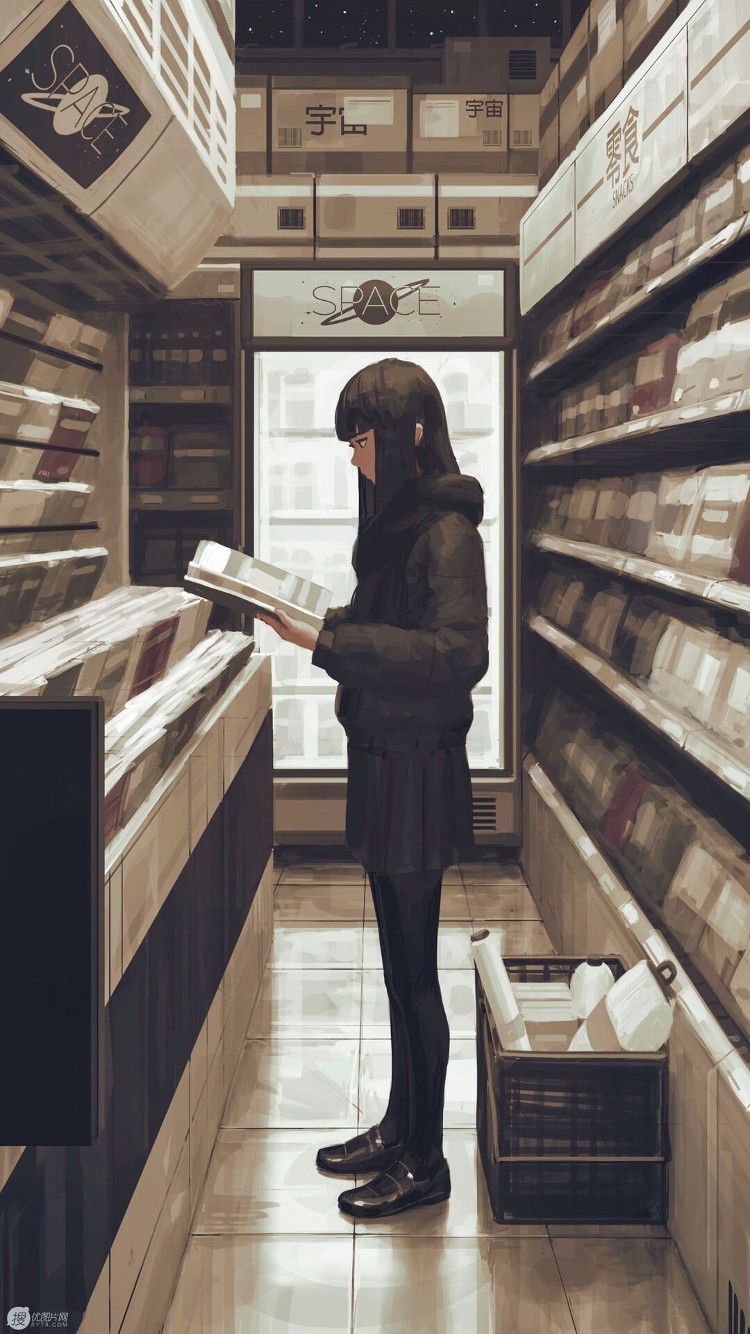 书店里的动漫少女-皮皮兔动漫