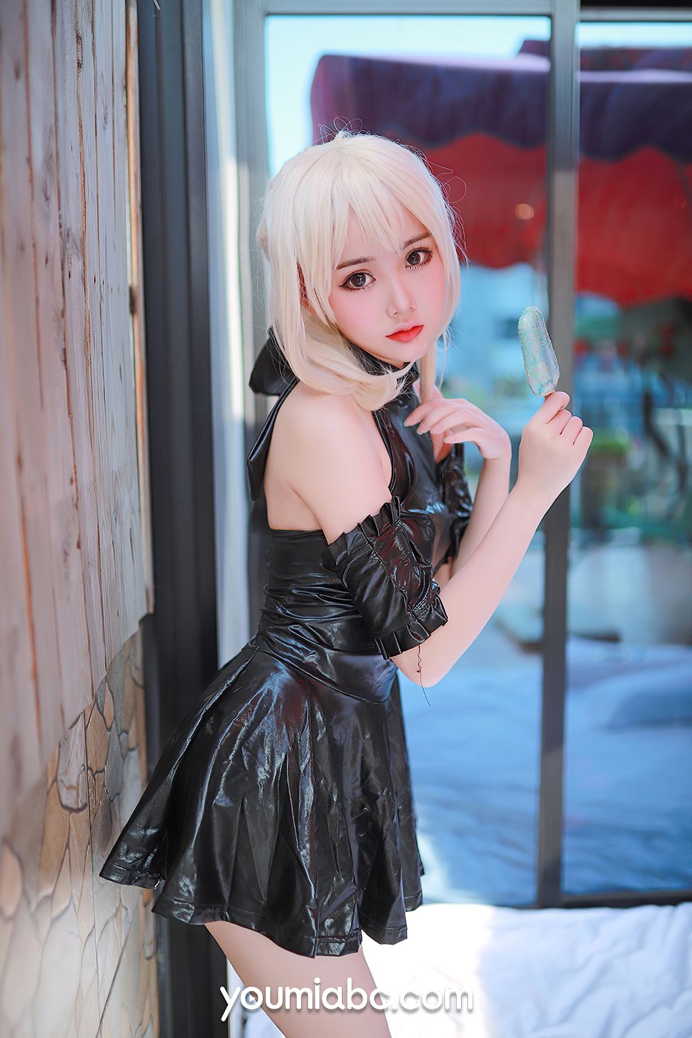 动漫博主您的蛋蛋黑皮短裙COS装扮Fate/Stay-Night黑呆-皮皮兔动漫