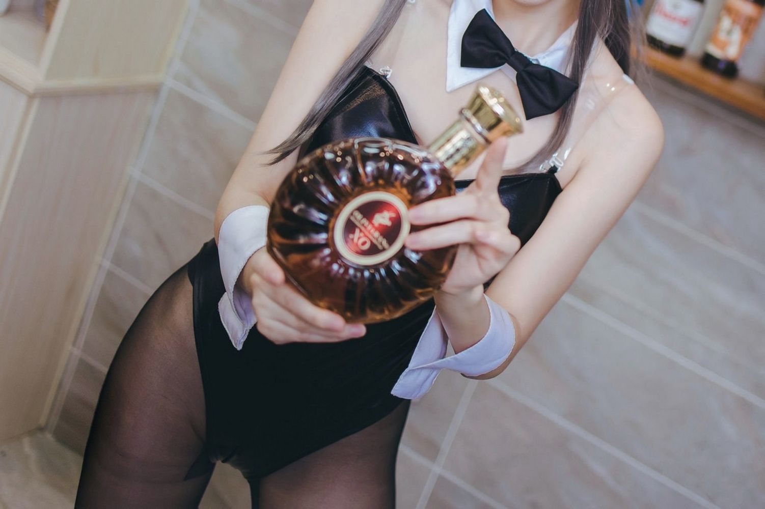 网络美女衣衣麻衣黑丝高叉连体衣兔女郎COS主题性感写真