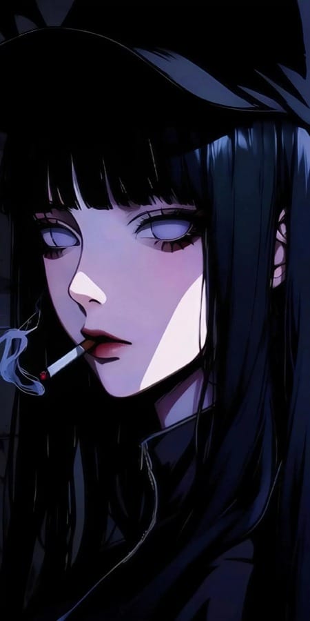 《火影忍者》雏田精美手机壁纸：冷峻黑发与叛逆魅力-皮皮兔动漫