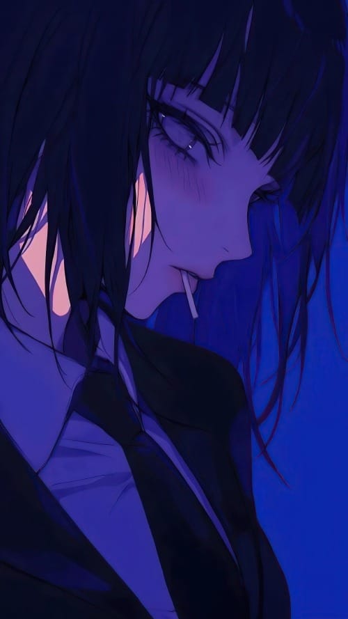 暗紫夜色中的美少女侧颜雏田精美手机壁纸-皮皮兔动漫