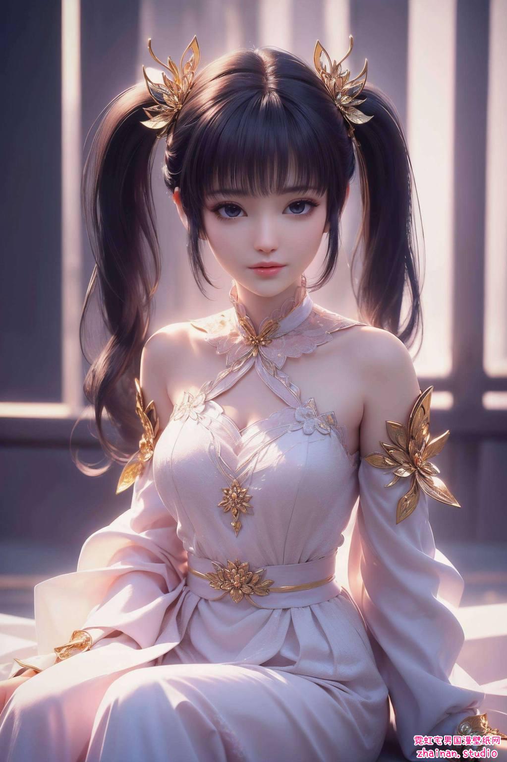 免费紫妍壁纸：ai绘画角色体态素材完美像素ipad桌面背景