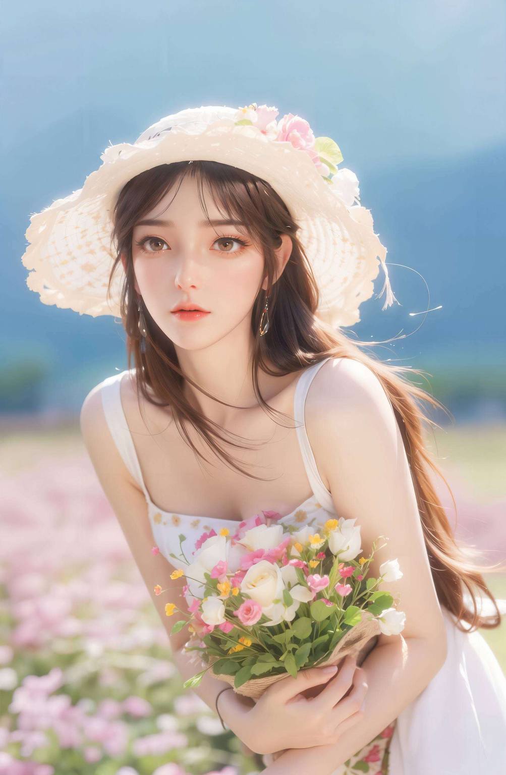 星空壁纸火灵儿：ai绘画国漫女主特写游戏壁纸电脑桌面背景