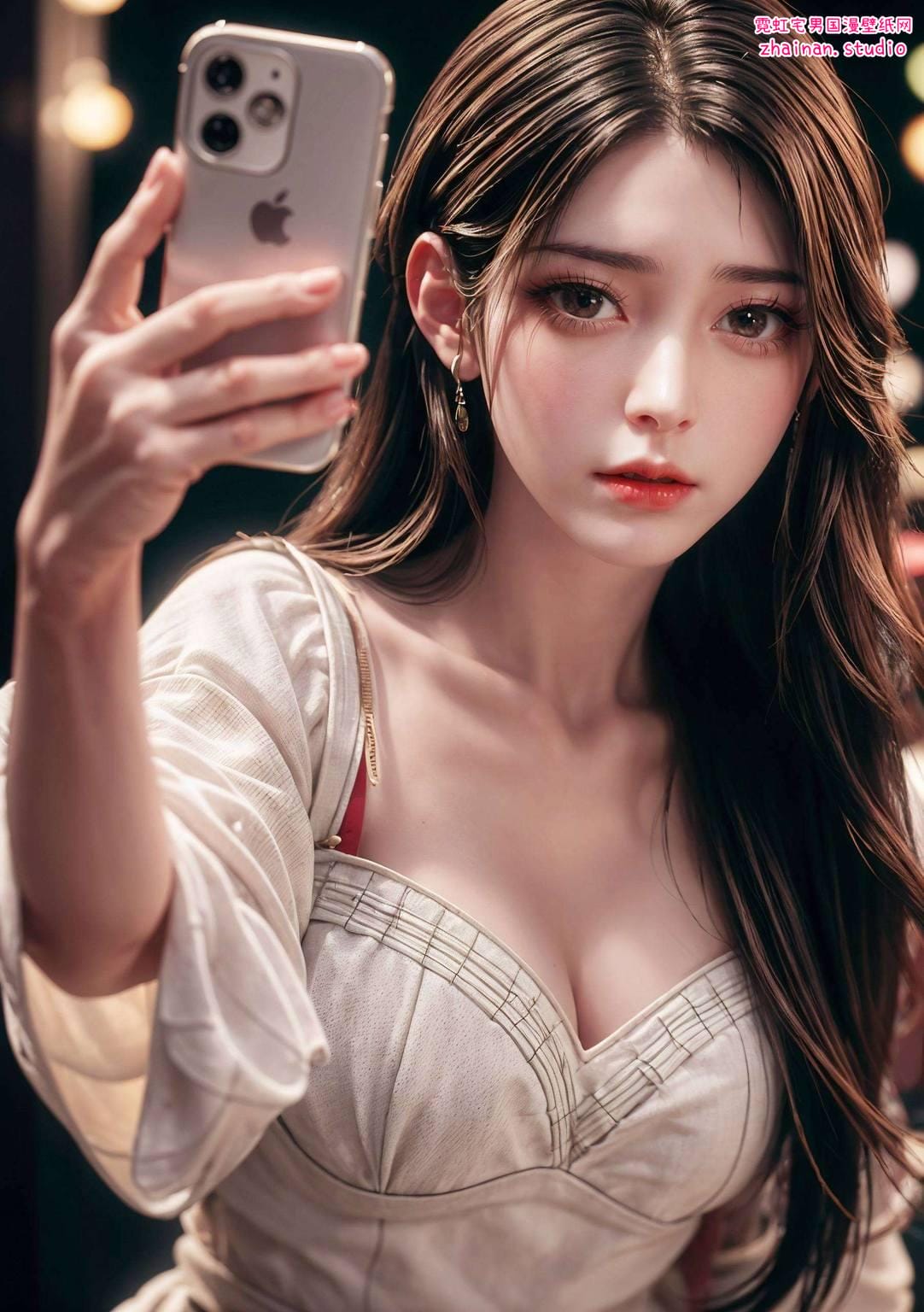 星空壁纸火灵儿：ai绘画国漫女主特写游戏壁纸电脑桌面背景