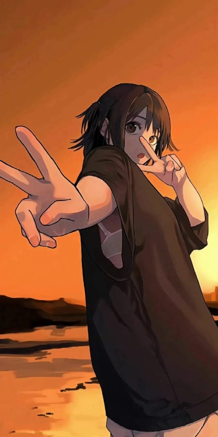 动漫2K手机壁纸:夕阳下的青春活力瞬间